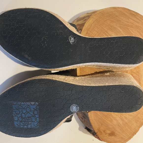 Calvin Klein Black Woven Platform Wedges - Picture 7 of 7
